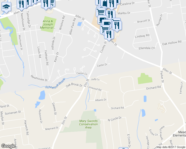 map of restaurants, bars, coffee shops, grocery stores, and more near 657 Cooley Street in Springfield