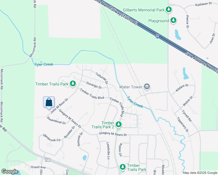 map of restaurants, bars, coffee shops, grocery stores, and more near 493 Telluride Drive in Gilberts