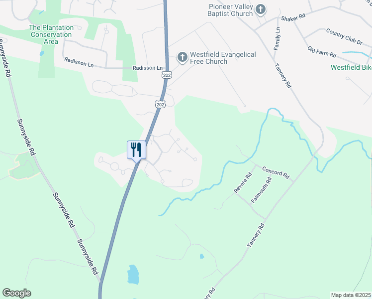 map of restaurants, bars, coffee shops, grocery stores, and more near 802 College Highway in Southwick