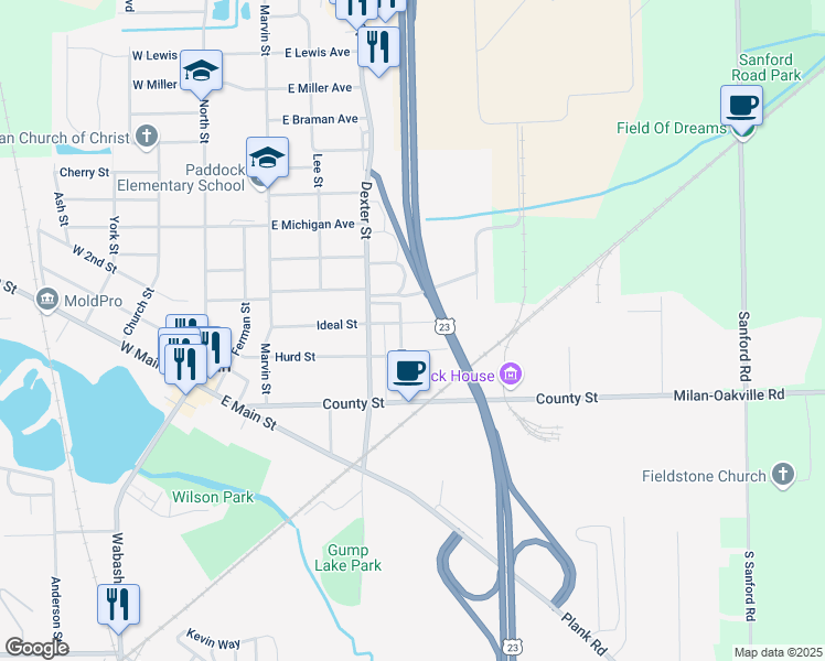 map of restaurants, bars, coffee shops, grocery stores, and more near 515 Ideal Street in Milan