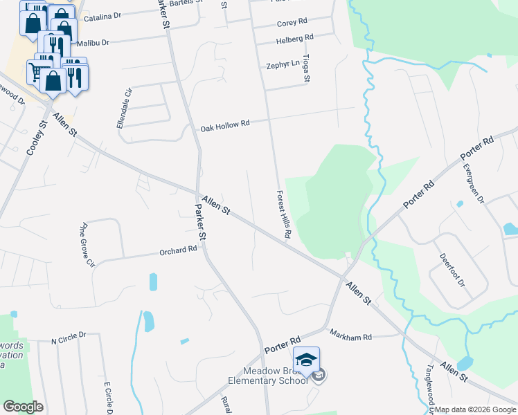 map of restaurants, bars, coffee shops, grocery stores, and more near 21 Wedgewood Road in East Longmeadow