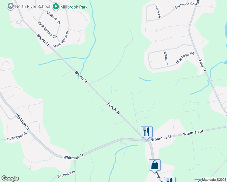 map of restaurants, bars, coffee shops, grocery stores, and more near 12 Hayford Trail in Hanson