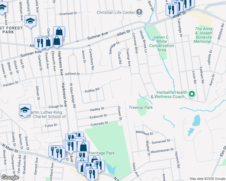 map of restaurants, bars, coffee shops, grocery stores, and more near 65 Signal Hill Circle in Springfield