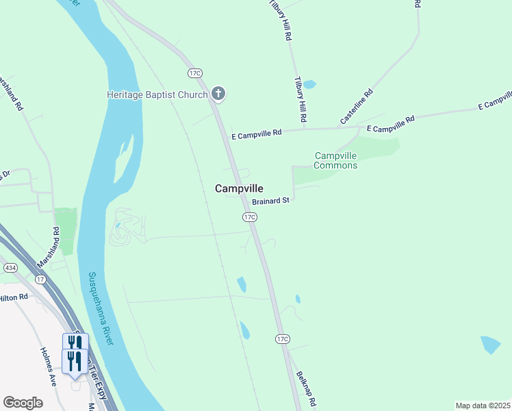 map of restaurants, bars, coffee shops, grocery stores, and more near 30 Brainard Street in Endicott