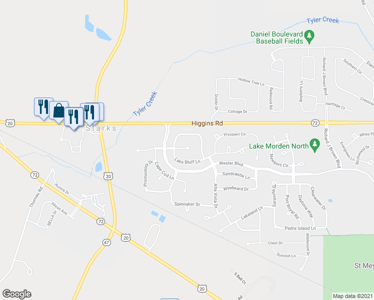 map of restaurants, bars, coffee shops, grocery stores, and more near 1837 Lookout Drive in Pingree Grove