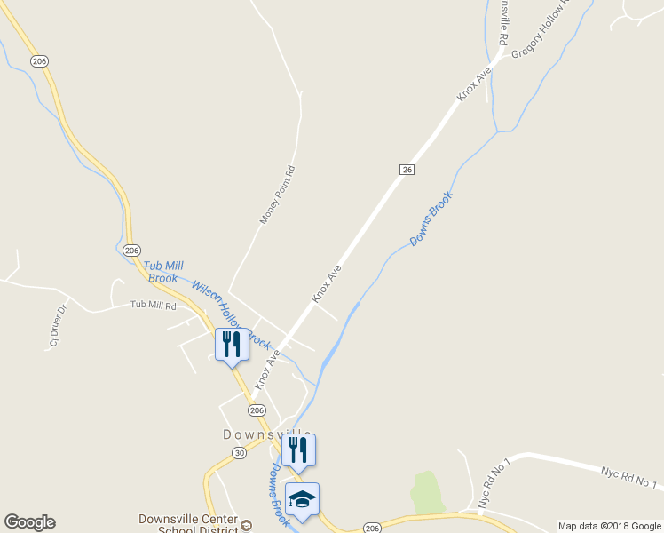 map of restaurants, bars, coffee shops, grocery stores, and more near 381 Knox Ave in Downsville
