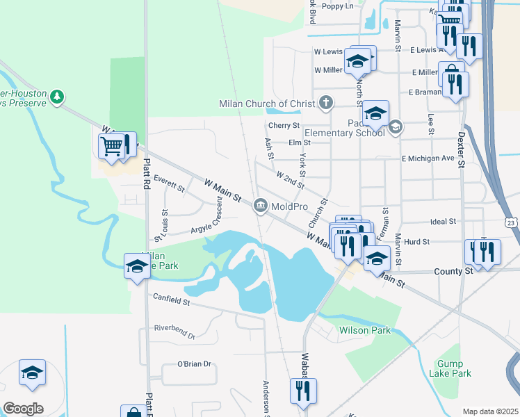 map of restaurants, bars, coffee shops, grocery stores, and more near 397 Argyle Court in Milan