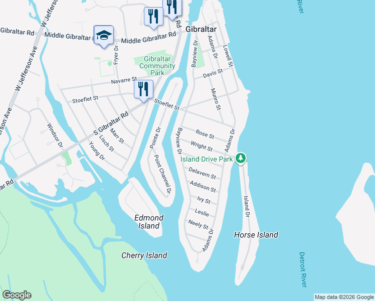 map of restaurants, bars, coffee shops, grocery stores, and more near 30450 Bayview Drive in Rockwood
