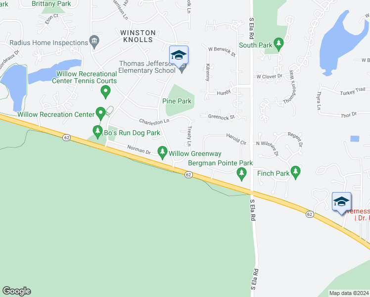 map of restaurants, bars, coffee shops, grocery stores, and more near 3500 Treaty Lane in Hoffman Estates