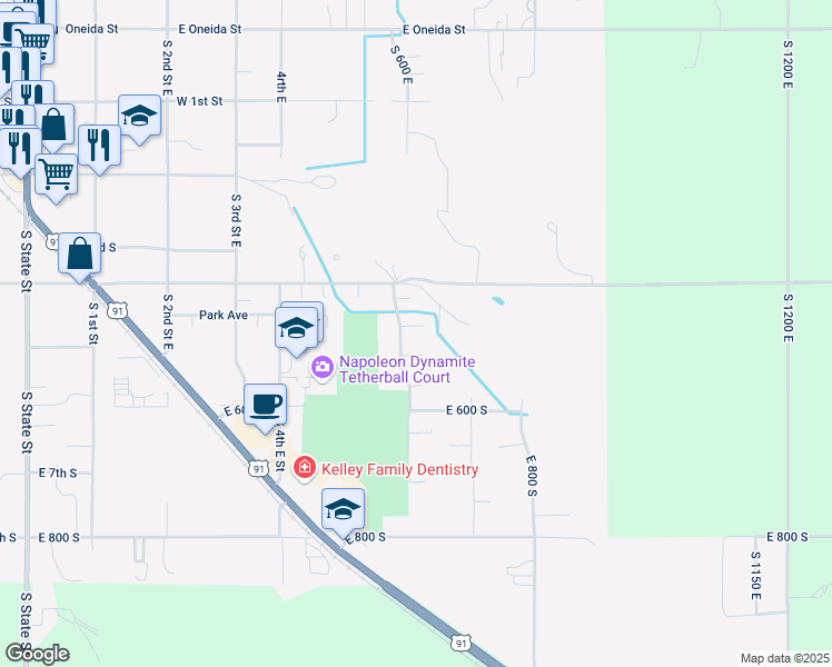 map of restaurants, bars, coffee shops, grocery stores, and more near 560 Cedar Circle in Preston