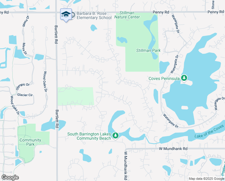 map of restaurants, bars, coffee shops, grocery stores, and more near 23 Lexington Road in South Barrington
