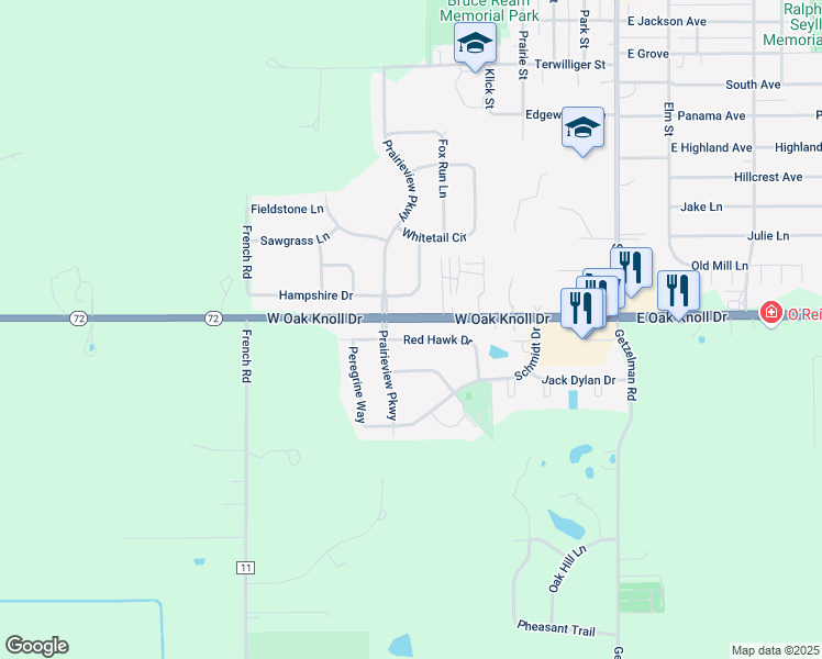 map of restaurants, bars, coffee shops, grocery stores, and more near 621 Hampshire Drive in Hampshire