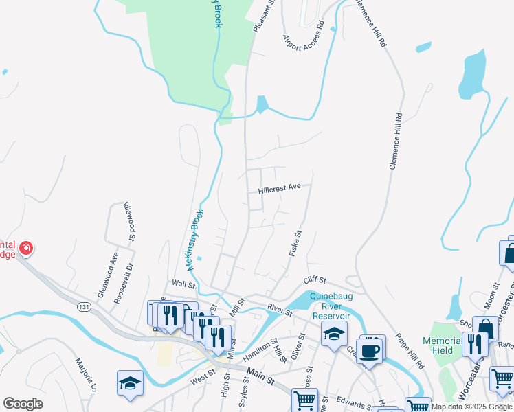 map of restaurants, bars, coffee shops, grocery stores, and more near 9 Adeline Street in Southbridge
