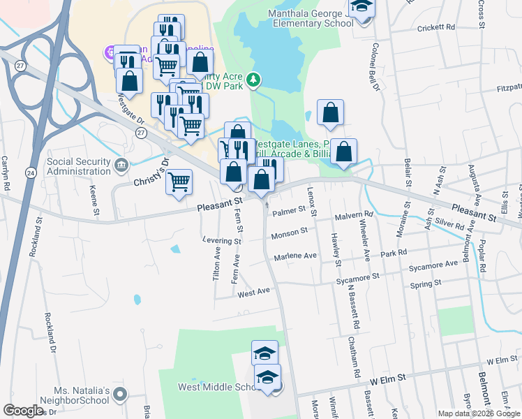 map of restaurants, bars, coffee shops, grocery stores, and more near in Brockton