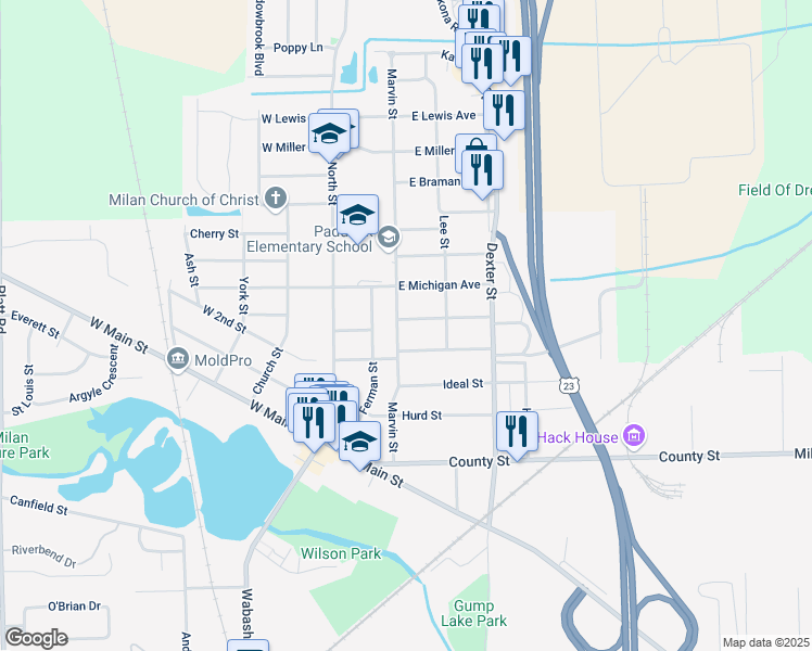 map of restaurants, bars, coffee shops, grocery stores, and more near 229 Spink Street in Milan