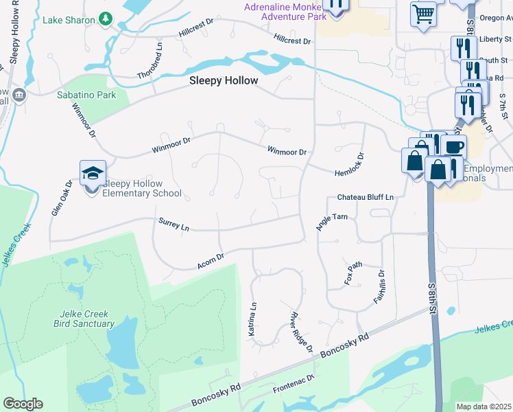 map of restaurants, bars, coffee shops, grocery stores, and more near 1287 Christopher Court in Sleepy Hollow