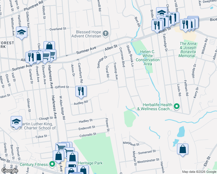 map of restaurants, bars, coffee shops, grocery stores, and more near 2 Signal Hill Cir in Springfield