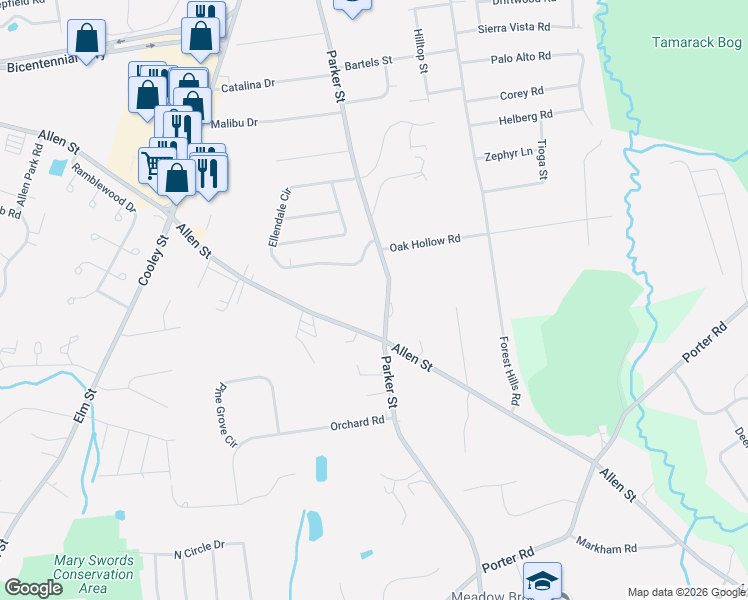 map of restaurants, bars, coffee shops, grocery stores, and more near 2050 Parker Street in Springfield