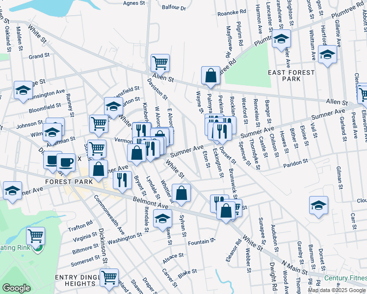 map of restaurants, bars, coffee shops, grocery stores, and more near 806 Sumner Avenue in Springfield