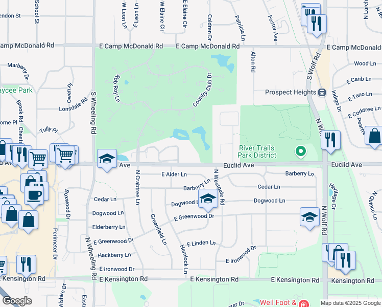 map of restaurants, bars, coffee shops, grocery stores, and more near 684 Mulberry Drive in Prospect Heights