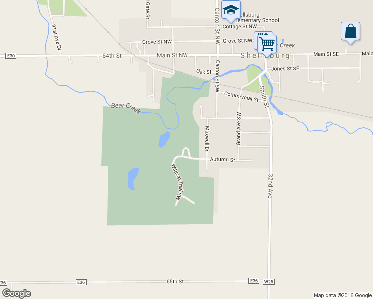 map of restaurants, bars, coffee shops, grocery stores, and more near 214 Golfview Court in Shellsburg