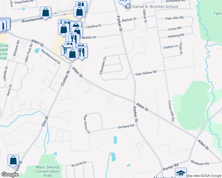 map of restaurants, bars, coffee shops, grocery stores, and more near 2031 Allen Street in Springfield