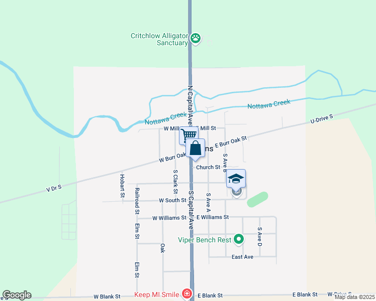 map of restaurants, bars, coffee shops, grocery stores, and more near 106 West Burr Oak in Athens