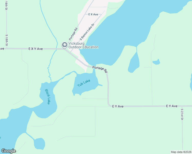 map of restaurants, bars, coffee shops, grocery stores, and more near 15648 Portage Road in Vicksburg