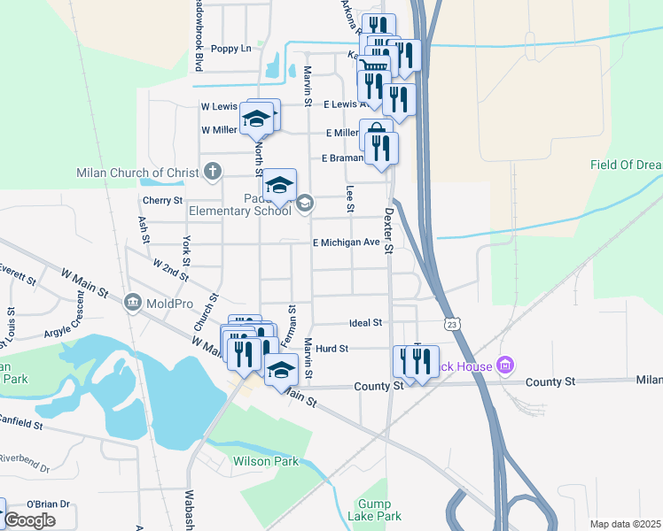 map of restaurants, bars, coffee shops, grocery stores, and more near 229 Spink Street in Milan
