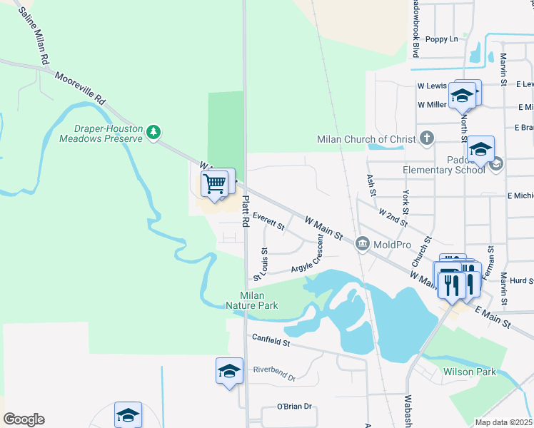map of restaurants, bars, coffee shops, grocery stores, and more near 474 Everett Street in Milan