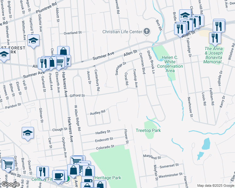 map of restaurants, bars, coffee shops, grocery stores, and more near 477 Gifford Street in Springfield