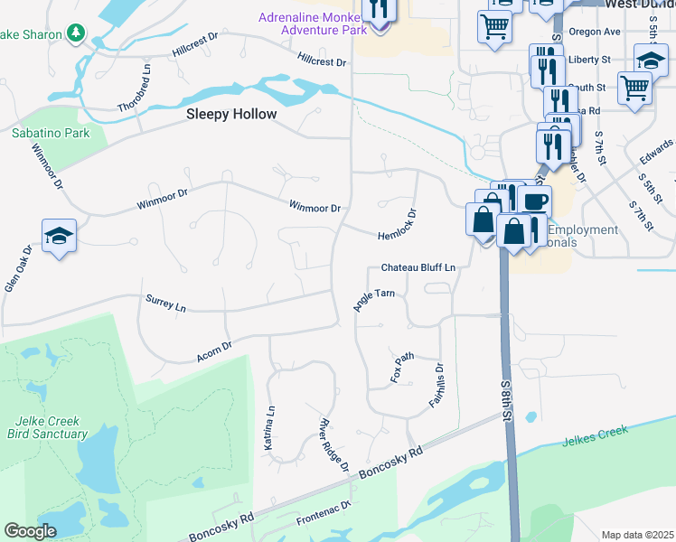 map of restaurants, bars, coffee shops, grocery stores, and more near 1291 Locust Drive in Sleepy Hollow
