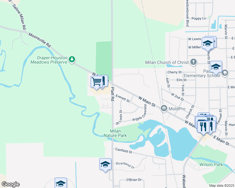 map of restaurants, bars, coffee shops, grocery stores, and more near 492 Everett Street in Milan