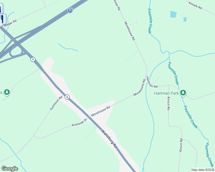map of restaurants, bars, coffee shops, grocery stores, and more near 8341 Wattsburg Road in Erie