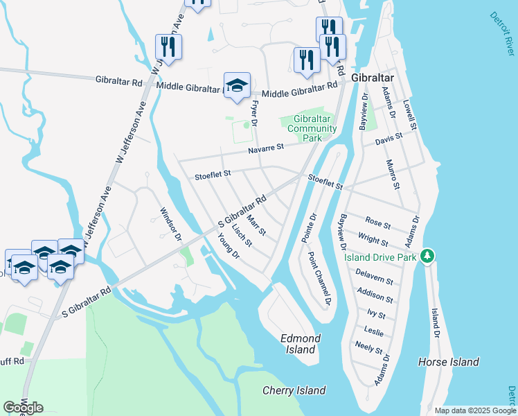 map of restaurants, bars, coffee shops, grocery stores, and more near 30210 White Street in Rockwood