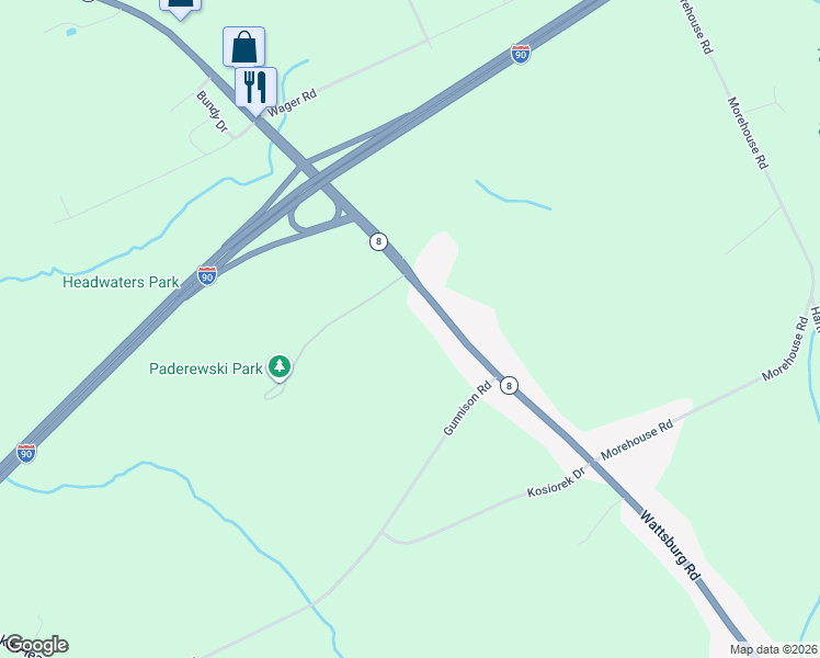 map of restaurants, bars, coffee shops, grocery stores, and more near 8190 Wattsburg Road in Erie