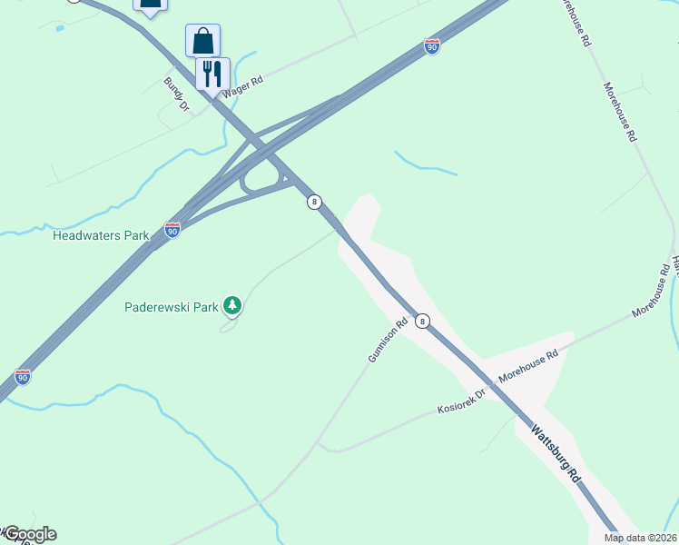 map of restaurants, bars, coffee shops, grocery stores, and more near 8190 Wattsburg Road in Erie