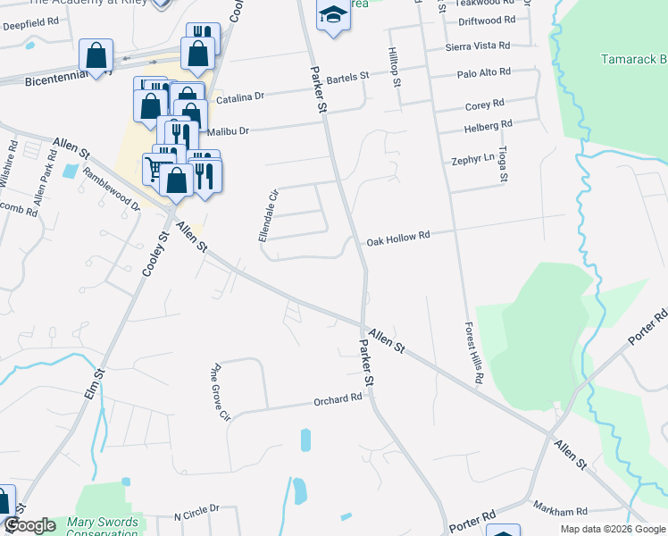 map of restaurants, bars, coffee shops, grocery stores, and more near 2050 Parker Street in Springfield
