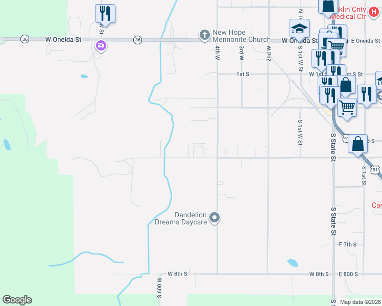 map of restaurants, bars, coffee shops, grocery stores, and more near 390 440 West in Preston