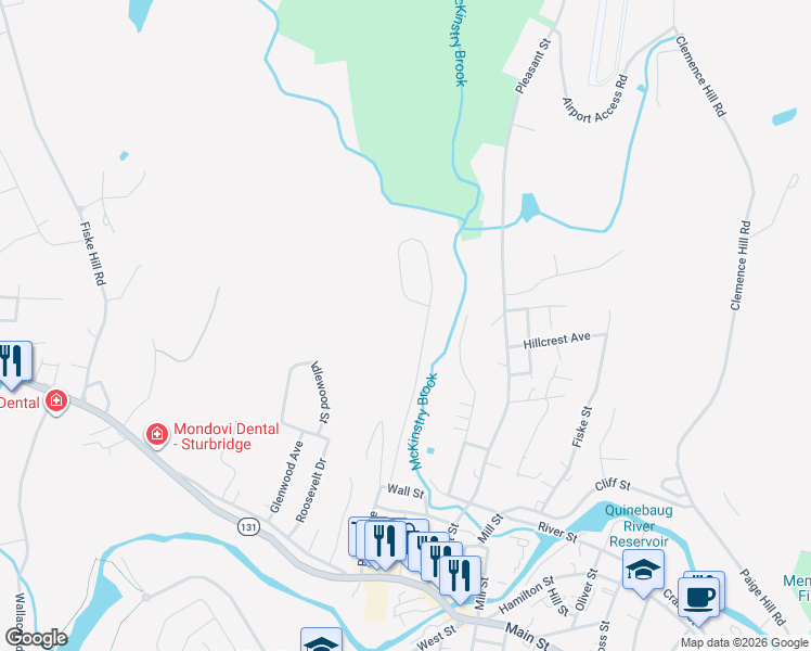 map of restaurants, bars, coffee shops, grocery stores, and more near 169 Cournoyer Boulevard in Southbridge