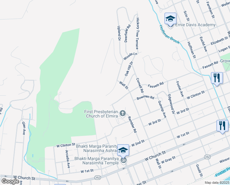 map of restaurants, bars, coffee shops, grocery stores, and more near 959 Upland Drive in Elmira