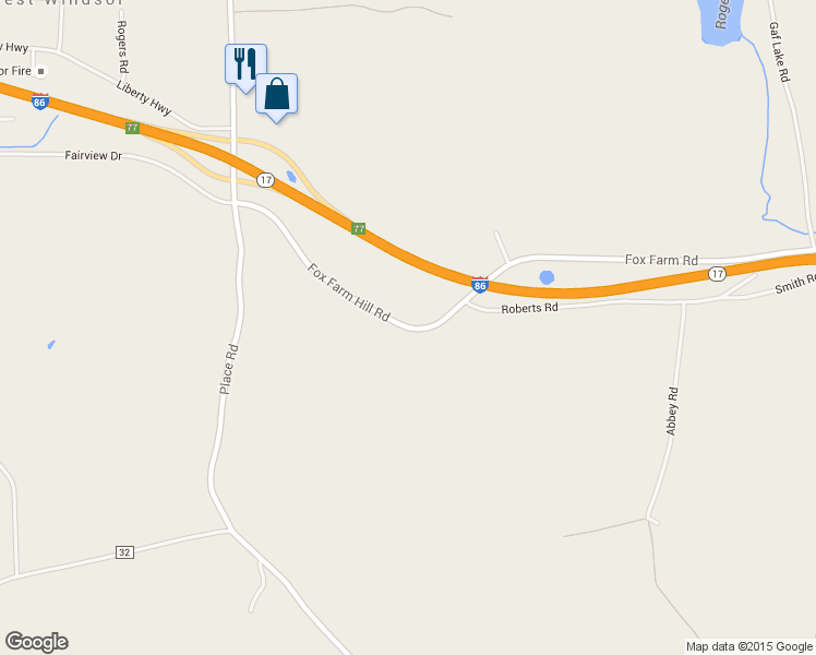 map of restaurants, bars, coffee shops, grocery stores, and more near 141 Fox Farm Hill Road in Windsor
