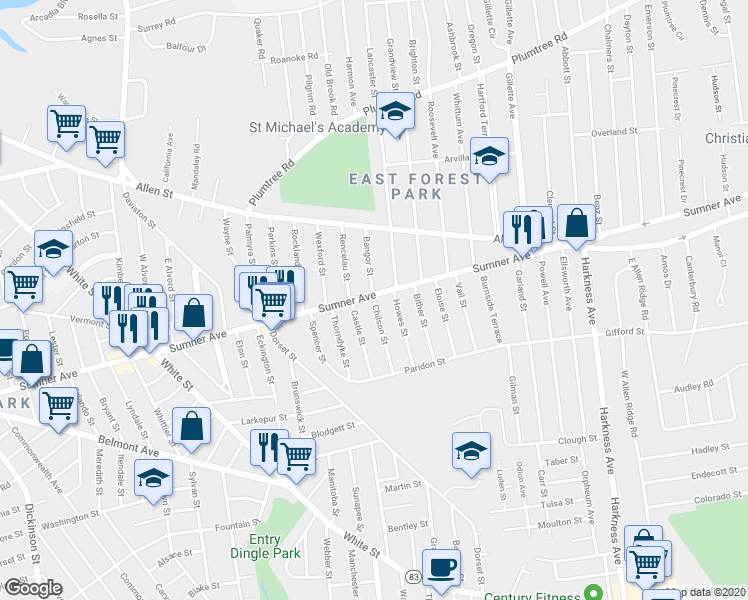 map of restaurants, bars, coffee shops, grocery stores, and more near 6 Chilson Street in Springfield
