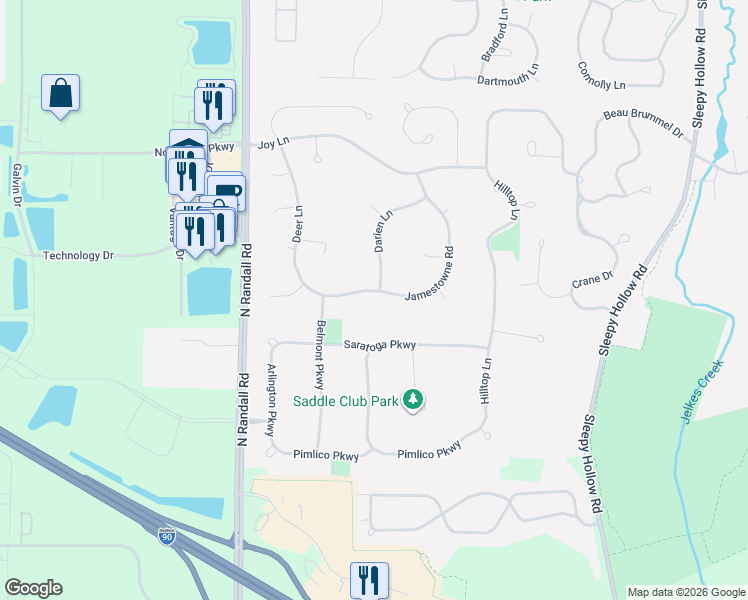 map of restaurants, bars, coffee shops, grocery stores, and more near 726 Jamestowne Road in Sleepy Hollow