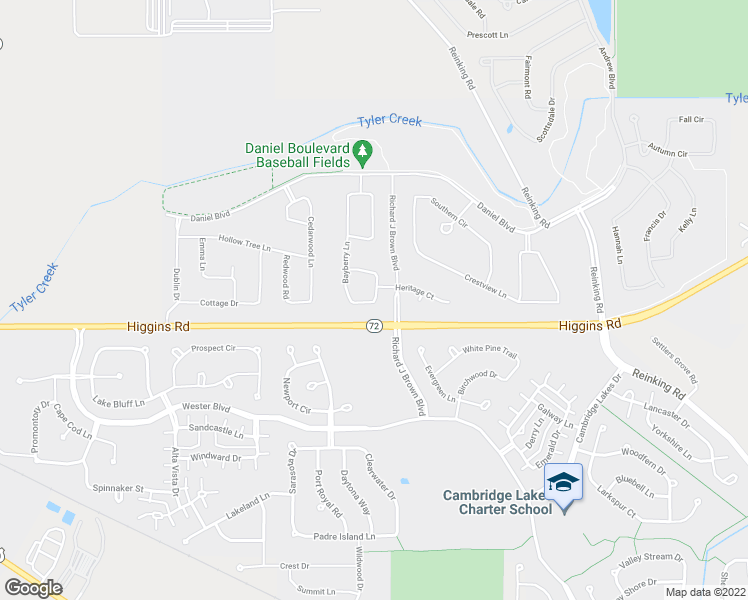 map of restaurants, bars, coffee shops, grocery stores, and more near 42W276 Illinois 72 in Hampshire
