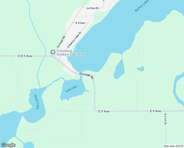 map of restaurants, bars, coffee shops, grocery stores, and more near 15665 Portage Road in Vicksburg