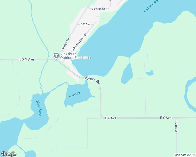 map of restaurants, bars, coffee shops, grocery stores, and more near 15665 Portage Road in Vicksburg