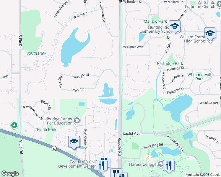 map of restaurants, bars, coffee shops, grocery stores, and more near 1060 Roselle Rd in Inverness