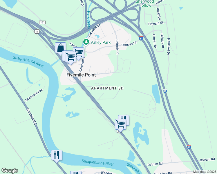 map of restaurants, bars, coffee shops, grocery stores, and more near 919 U.S. 11 in Kirkwood