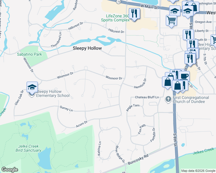 map of restaurants, bars, coffee shops, grocery stores, and more near 944 Locust Drive in Sleepy Hollow